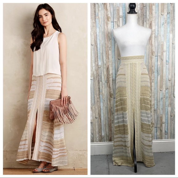 Anthropologie Dresses & Skirts - Anthropologie S Cecilia Prado Gold Knit Maxi Skirt